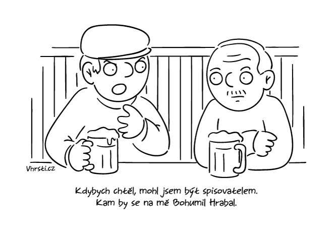 Bohumil Hrabal - kreslený vtip
