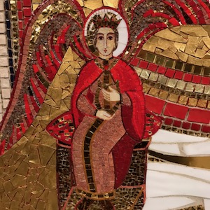 Moudrost - mozaika Marko Ivana Rupnika na sakrofágu kardinála Tomáše Špidlíka na Velehradě
