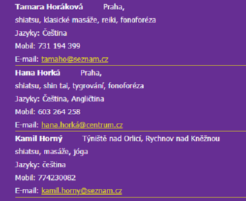 Zdroj: www.shiatsu.cz.  Mimochodem: Seznam obsahuje 195 jmen, mezi nimi je i několik lékařů.