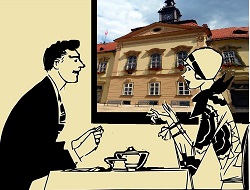 ILUSTRAČNÍ OBRÁZEK LIBOVOLNÉ DVOJICE V BRNĚNSKÉ KAVÁRNĚ S KRÁSNÝM VÝHLEDEM - dv